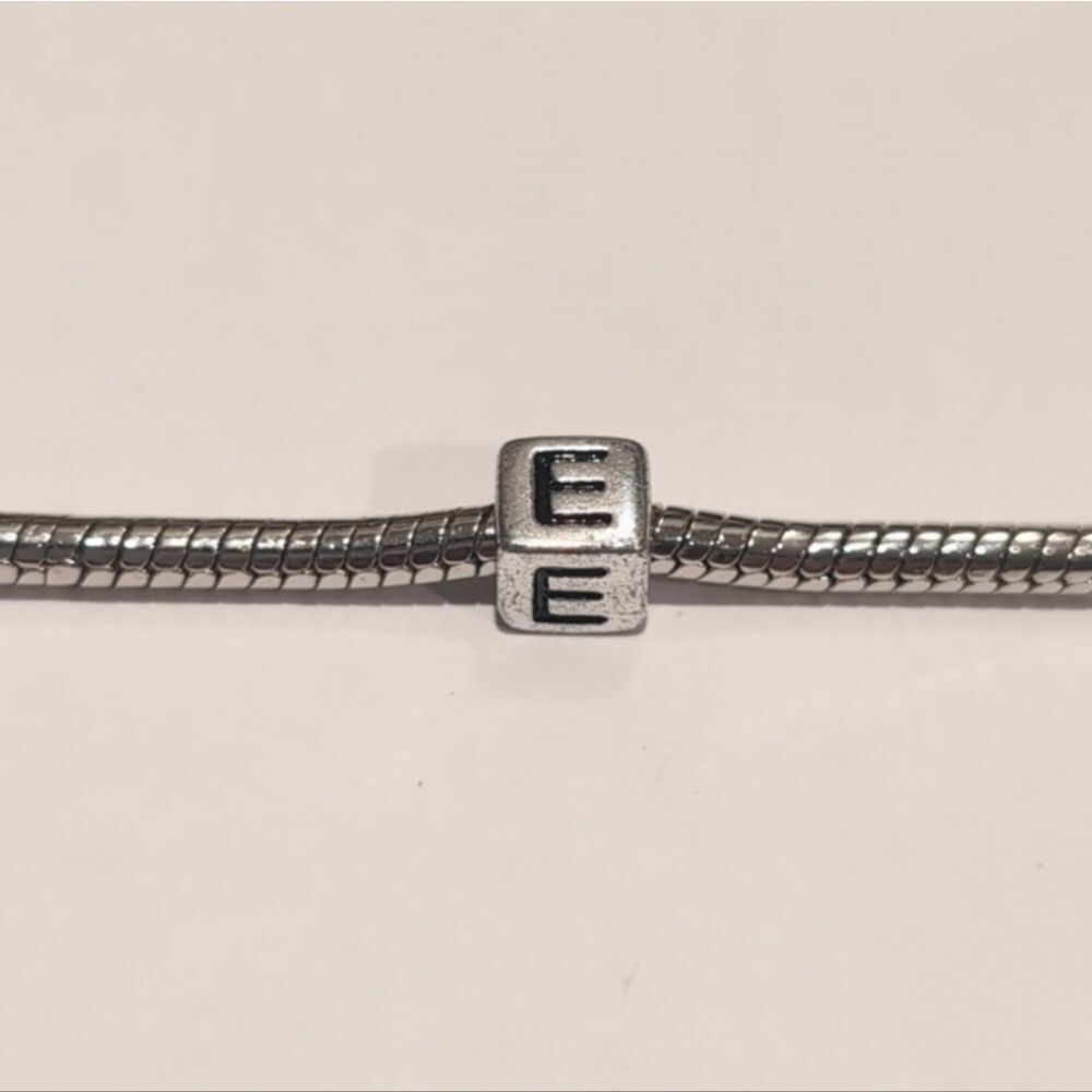 Silver‎ E Spacer Charm for Pandora Style Bracelet